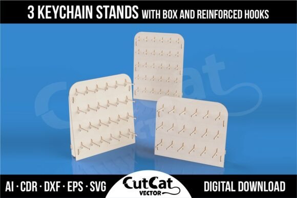 3 Keychain Stands with Storage Box: Laser Cutting for Keychains