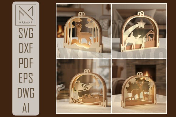 3D Christmas Arch Ornament SVG for Laser Cutting and Winter Amp