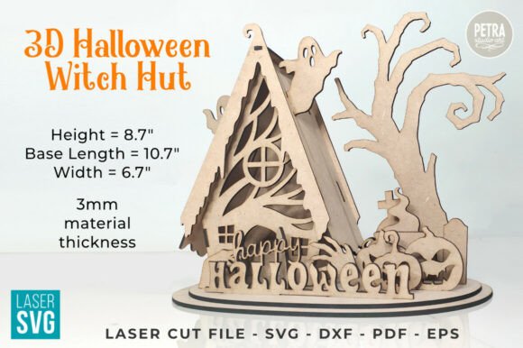 3D Halloween Witch Hut SVG Laser Files