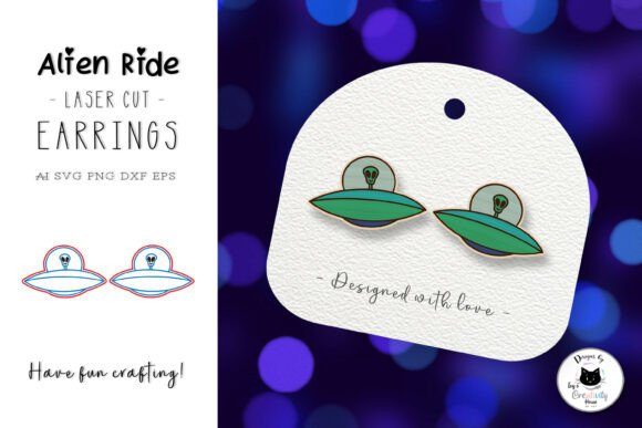 Alien Spaceship Stud Earrings Laser Cut for Modern Branding