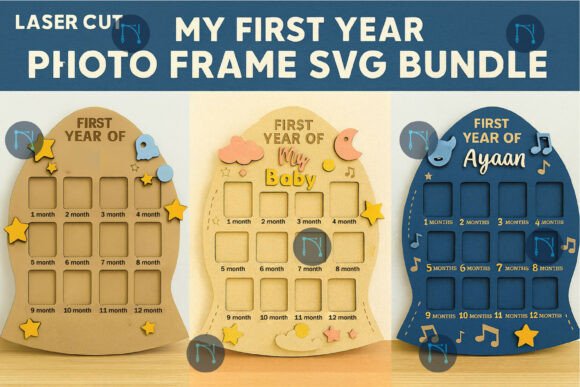 Baby Monthly Milestone Photo Frame Bundl for Laser Cutting and Celebrations