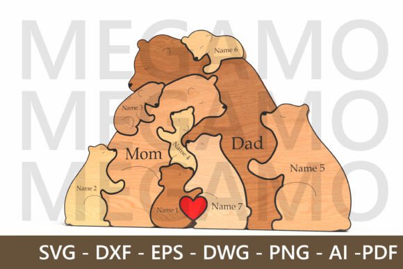 Bear Family Puzzle for Dad Gift: Laser Cutting & Father S Day Branding