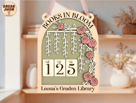 Books in Bloom Reading Tracker SVG for Laser Cutting and Home Decor