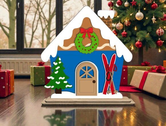 Christmas Cabin SVG for Laser Cutting and Winter Amp