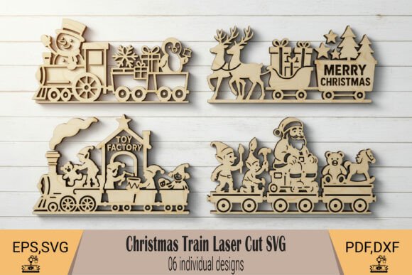 Christmas Train Laser Cut SVG for Winter Amp