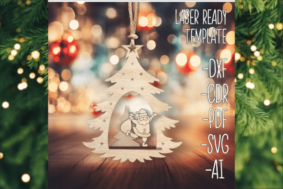 Dancing Santa 3D Tree Ornament SVG for Laser Cutting and Winter Amp