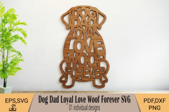 Dog Dad Laser Cut Sign SVG for Wall Decor