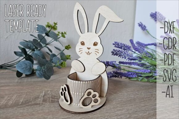 Easter Bunny Egg Holder SVG, Laser Cut for Spring Amp