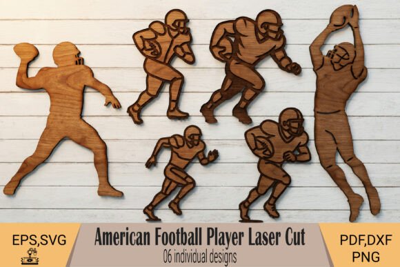 Football Player Laser Cut SVG for Wall Decor