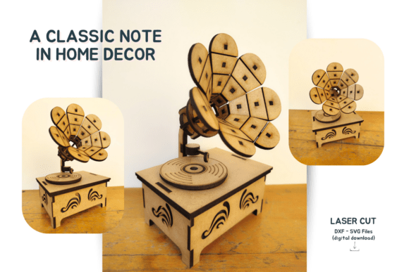 Gramophone Design Laser Cut SVG - DXF