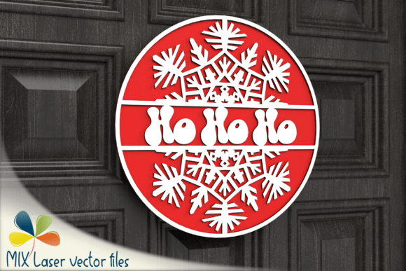 Ho Ho Ho Snowflake Sign SVG File: Laser Cutting for Winter Amp