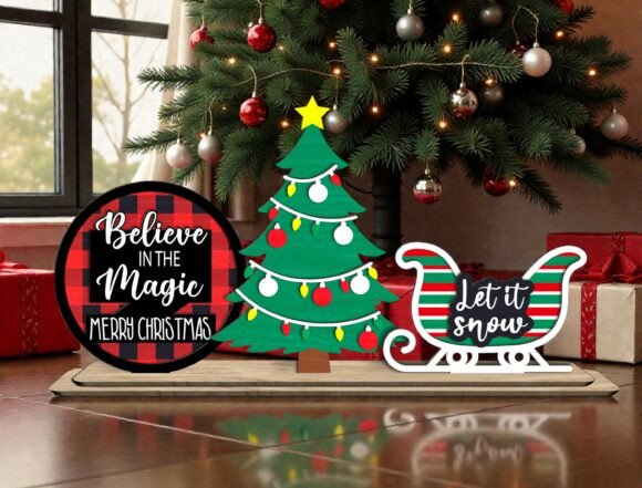 Holiday Standing Sign Cut File Svg for Laser Cutting & Winter Amp