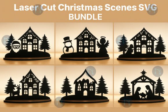 Laser Cut Christmas Scenes SVG Bundle for Winter Amp Projects