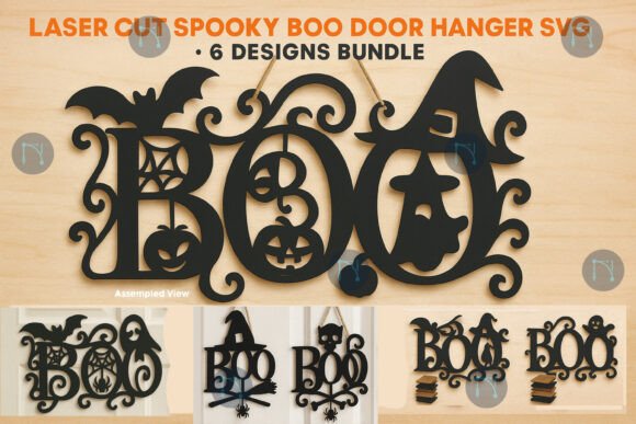 Laser Cut Spooky BOO Door Hanger SVG Set