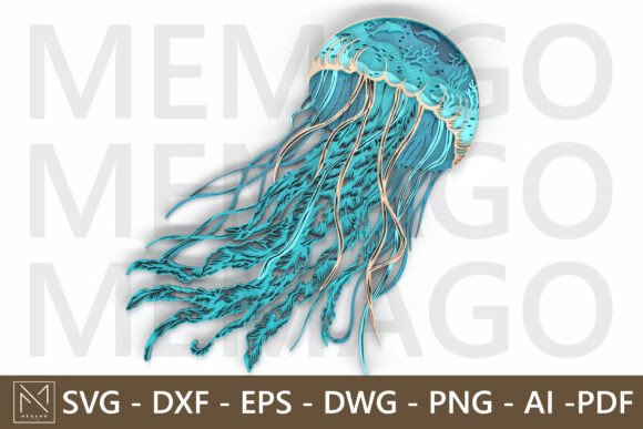 Layered Jellyfish SVG 3D Mandala Design for Laser Cutting and Wall Decor
