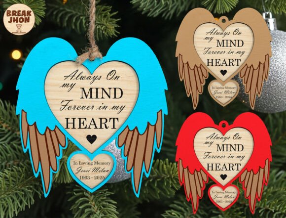 Memorial Angel Wings Ornament SVG for Laser Cutting & Winter Amp Branding