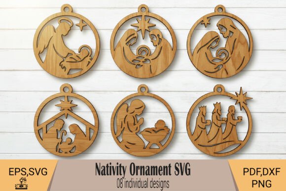 Nativity Christmas Ornament Laser SVG for Winter Amp