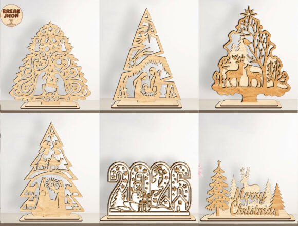 Nativity Reindeer Tree 2026 Decor for Laser Cutting & Winter Amp