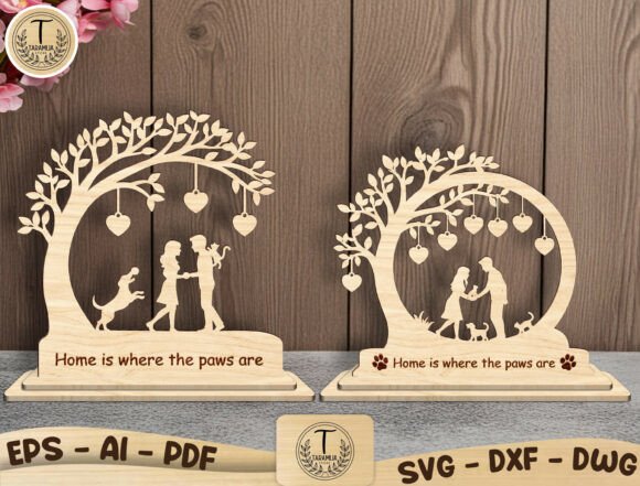 Personalized Family Pet Tree Sign SVG for Laser Cutting Home Decor