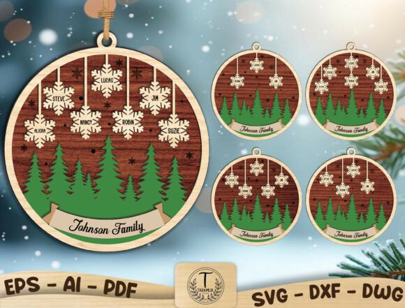 Personalized Snowflake Ornament Svg for Laser Cutting & Winter Amp