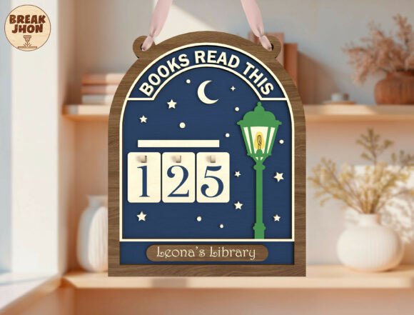Reading Tracker Door Sign SVG for Laser Cutting Home Decor