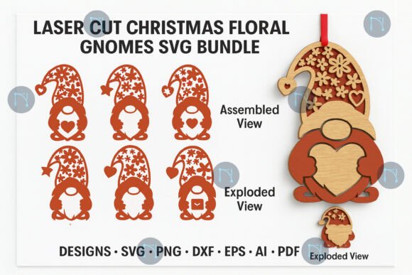 Review: Laser Cut Christmas Floral Gnomes SVG Bundle
