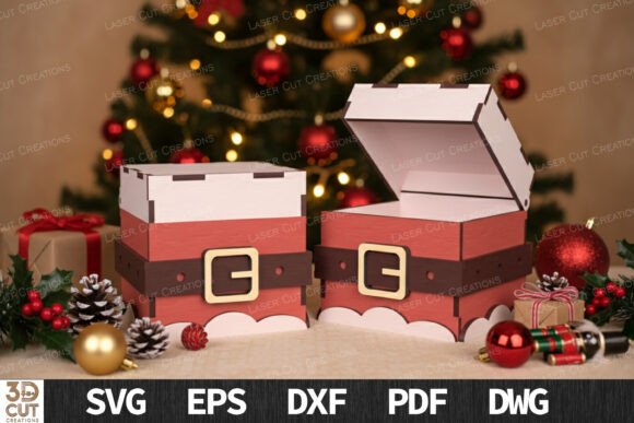 Santa Belt Gift Box SVG Laser Cut for Winter Amp Publishing