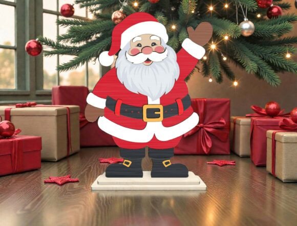 Santa Claus Christmas Shelf Sitter SVG for Laser Cutting Winter Amp