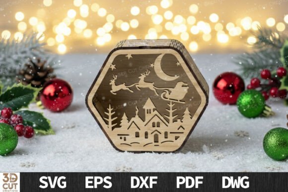 Santa Sleigh Christmas Box Laser Cut