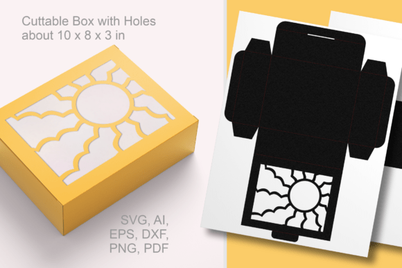 Squared Summer Sun Rectangular Gift Box for Laser Cutting Boxes