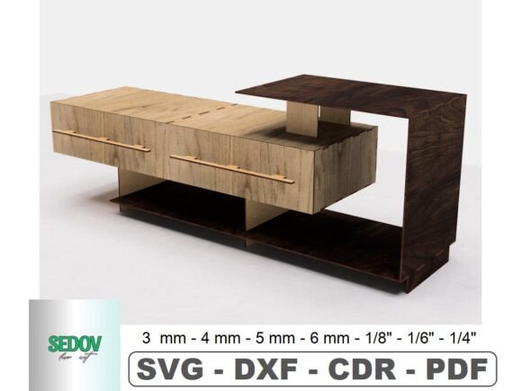 Table Shelf with Drawers Laser Cut for Boxes