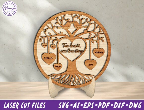 Two Hearts One Love Story SVG for Laser Cutting & Home Decor